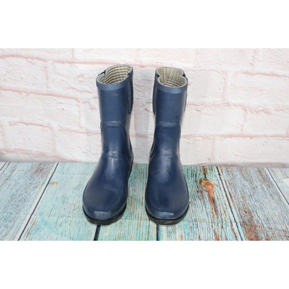 LL Bean Wellie Blue Rubber Nylon Shank Mid Calf Rain Boots Size 10 M - Picture 5 of 8